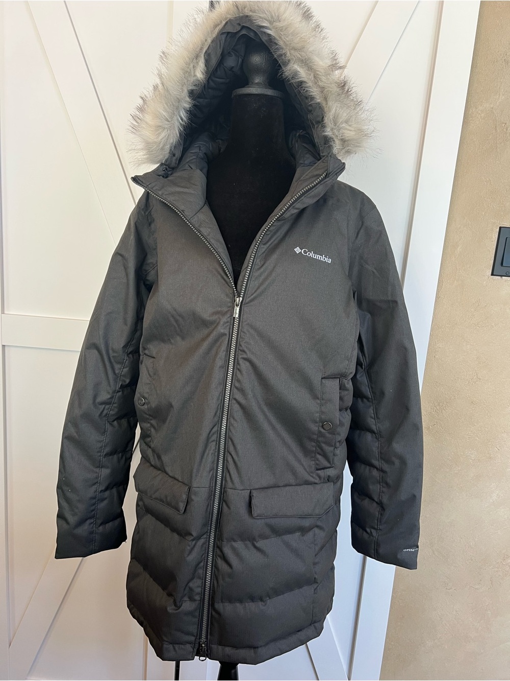 Columbia Dark Gray Omni-Heat Women’s Faux-Fur Hooded Puffer Coat